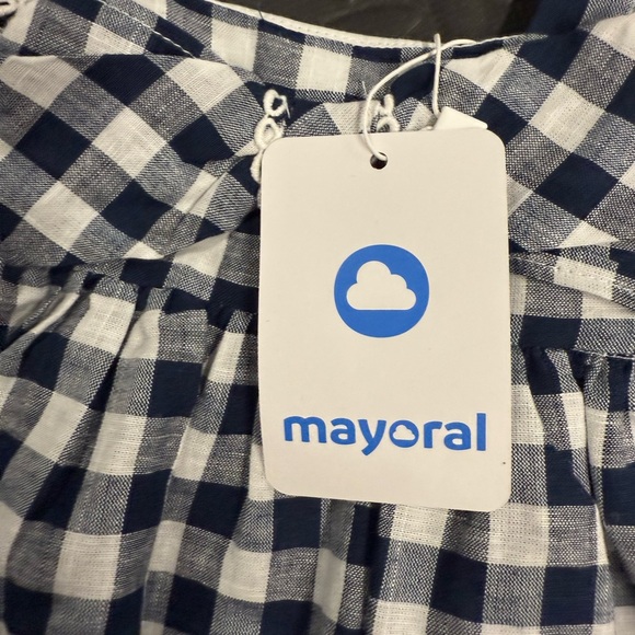 Mayoral Navy and White Gingham Kids Dress Set - Picture 5 of 6